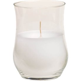 Tulipanglas/lysbowle, klart glas, hvid stearin