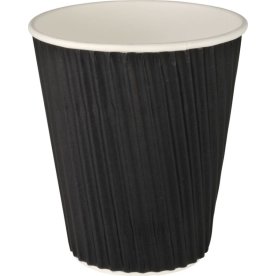 Papkrus, riflet, sort, 36 cl, 25 stk.