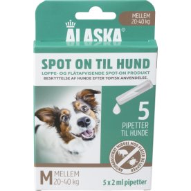 Alaska flåt- og loppemiddel, hund 20-40 kg, 5x2 ml