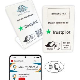 Bordskilt med chip, eget logo, Trustpilot