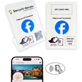 Bordskilt med chip, eget logo, Facebook