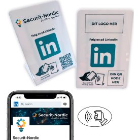 Bordskilt med chip, eget logo, LinkedIn