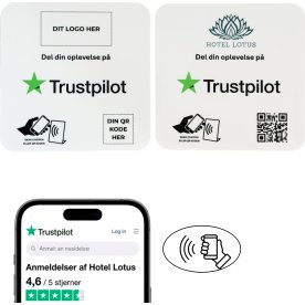 Skilt m/chip selvklæb kvadrat, eget logo, Trustp.