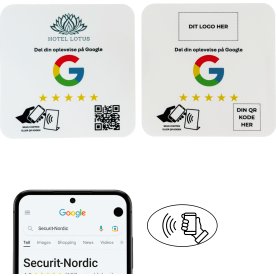 Skilt m/chip selvklæb kvadrat, eget logo, Google