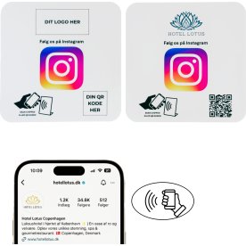 Skilt m/chip selvklæb kvadrat, eget logo, Instagr.