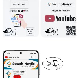 Skilt m/chip selvklæb kvadrat, eget logo, SoMe