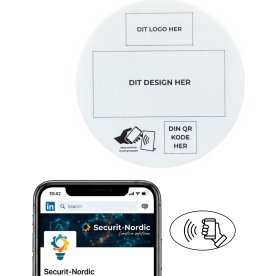 Skilt m/chip selvklæb rund, eget logo og design