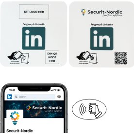 Skilt m/chip selvklæb kvadrat, eget logo, LinkedIn