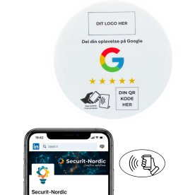 Skilt m/chip selvklæb rund, eget logo, Google
