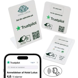 Skiltepakke m/chip, 3 stk, eget logo, Trustpilot