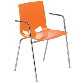 Fondo caféstol med armstöd orange/krom