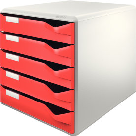 Leitz förvaringsbox med 5 lådor, röd