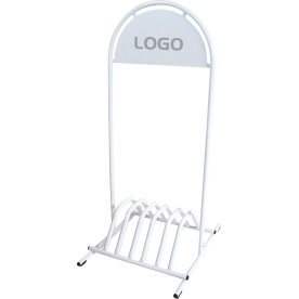Cykelställ med logo, vit böj