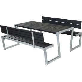 Plus Zigma bord/bänkset med ryggstöd, Svart