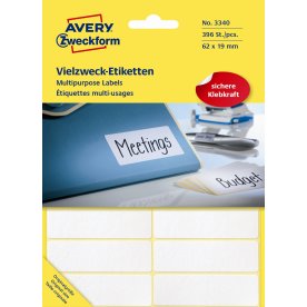 Avery 3340 etiketter för handskrift, 62x19 mm, 392