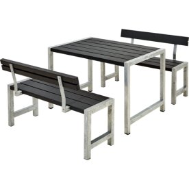 Plus Café plankset med ryggstöd, L. 127 cm, Svart