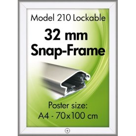 Security snäppram i aluminium med lås, A3, Silver