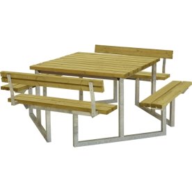 Plus Twist bänkset med 2 ryggstöd, Natur, 204 cm