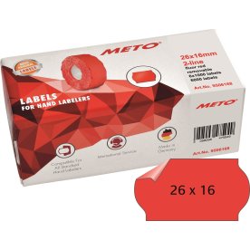 Prisetiketter Meto Avtagbara 26x16 mm Röd 6 rullar