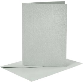 Pärlemokort och kuvert 4 set silver