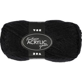 Akrylgarn Fantasia 50g svart