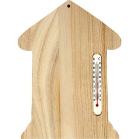 Trähus med termometer