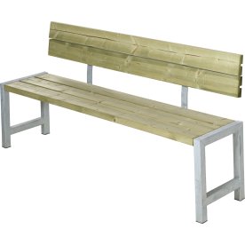 Plankbänk med ryggstöd Plus L176 cm Natur