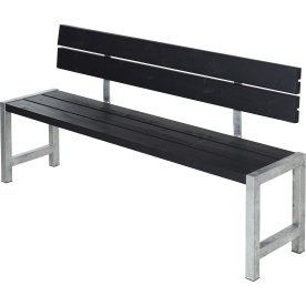 Plankbänk med ryggstöd Plus L176 cm Svart