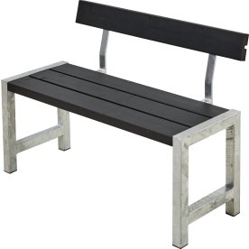 Plankbänk med ryggstöd Plus Café L127 cm Svart