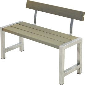 Plankbänk med ryggstöd Plus Café L127 cm Gråbrun