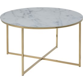 Soffbord Alisma Ø80 cm Metall/Glas Vit