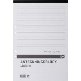 Anteckningsblock A4 100 bl linj hål perf