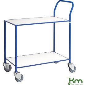 Rullbord – 2 hyllor, 840x430x970 mm, blå/vit