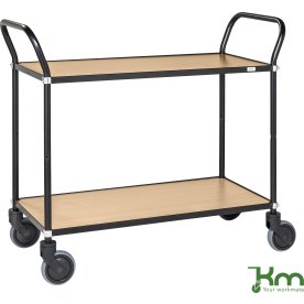 Rullbord – 2 hyllor, 1100x430x940 mm, svart/bok