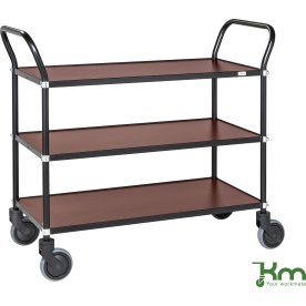 Rullbord – 3 hyllor, 1100x430x940 mm, svart/mahogn