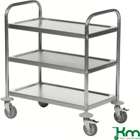 Rostfritt rullbord, 3 hyllor, 710x400x805 mm
