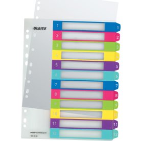 Leitz WOW printerutskrivbart register, A4, 1-12