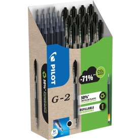 Pilot G-2 Greenpack bläckpennor | M | Sort