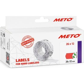 Prisetiketter Meto Avtagbara 26x12 mm Röd 6 rullar