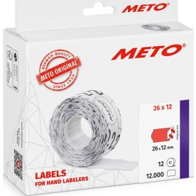 Meto Prisetiketter Perm. 26 x 12 mm Röd 12 rl.