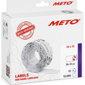 Meto Prisetiketter Perm. 26 x 12 mm vit 12 rl.