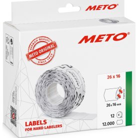 Meto Prisetiketter Perm. 26 x 12 mm vit 12 rl.
