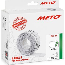 Meto Prisetiketter Aft. 26 x 12 mm Vit 12 rl.