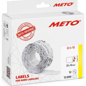 Meto Prisetiketter Perm. 22 x 12 mm vit 12 rl.