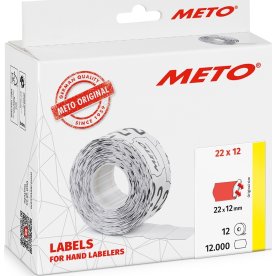 Meto Prisetiketter Perm. 22 x 12 mm Röd 12 rl.