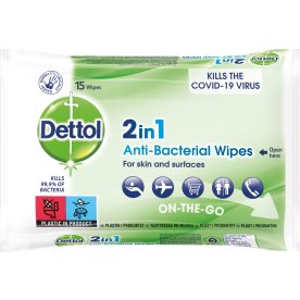 Antibakteriella våtservetter Dettol 2in1 15 st