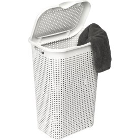 Tvättkorg rottinglook | 50 l | Vit