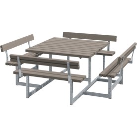 Plus Picnic bänkset med ryggstöd, Gråbrun