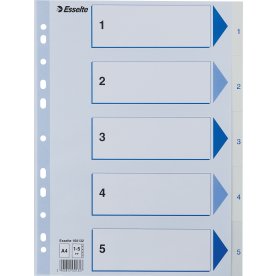 Esselte-register A4 1-5 Plast Vit