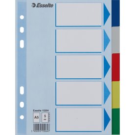 Register Esselte A5 5 flikar Färgad